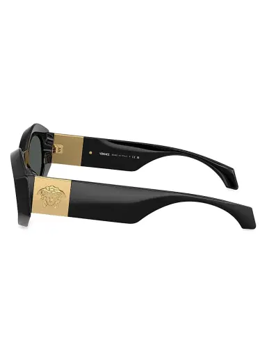 Versace Women's 54MM Geometric Sunglasses - Black Gold Dark Grey | Thumbnail 3