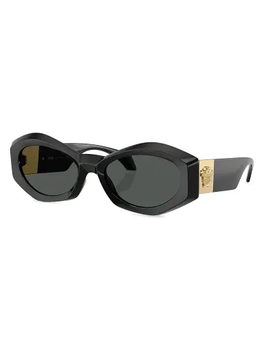 Versace Women's 54MM Geometric Sunglasses - Black Gold Dark Grey | Thumbnail 1