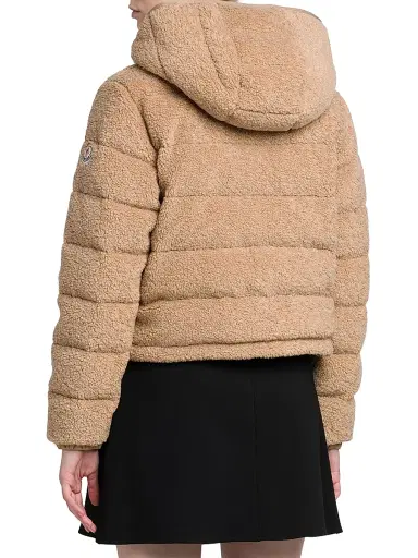 Moncler Women's Audrieu Teddy Fleece Short Down Jacket - Beige | Thumbnail 4