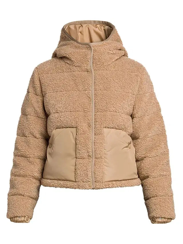 Women's Audrieu Teddy Fleece Short Down Jacket - Beige Women's Audrieu Teddy Fleece Short Down Jacket - Beige