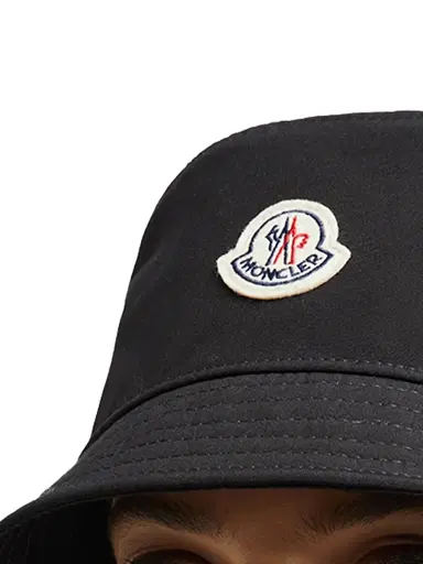 Moncler Women's Bucket Hat with Logo Patch - Black | Thumbnail 4 Moncler Women's Bucket Hat with Logo Patch - Black | Thumbnail 4