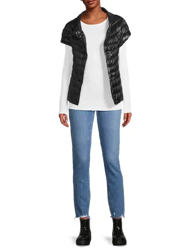 HERNO Women's Iconico Emilia Cap-Sleeve Down Puffer Jacket - Black - Size 4 | Thumbnail 2