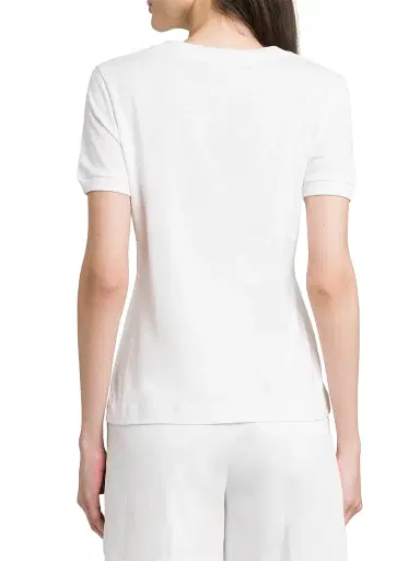 Dolce & Gabbana Women's Embellished DG Logo T-Shirt - Bianco Ottico - Size 8 | Thumbnail 5
