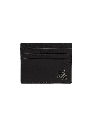 Prada Men's Saffiano Leather Card Holder - Black - Size 0 | Thumbnail 1