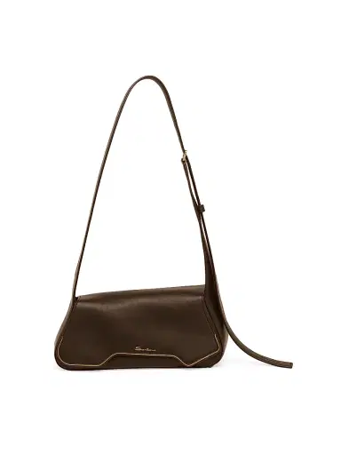 Santoni Women's Soft Pluto Leather Shoulder Bag - Dark Brown | Thumbnail 1 Santoni Women's Soft Pluto Leather Shoulder Bag - Dark Brown | Thumbnail 1