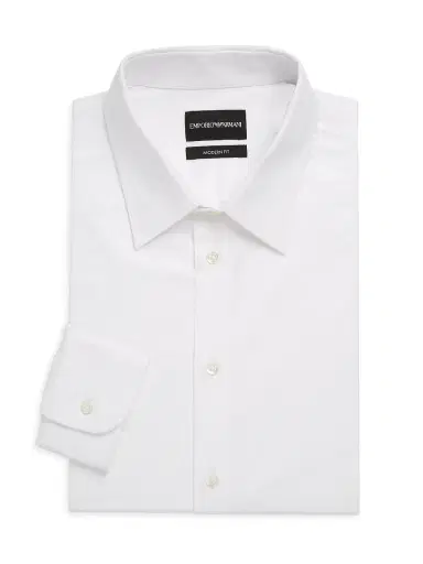 Emporio Armani Men's Modern-Fit Solid Dress Shirt - White | Thumbnail 1 Emporio Armani Men's Modern-Fit Solid Dress Shirt - White | Thumbnail 1