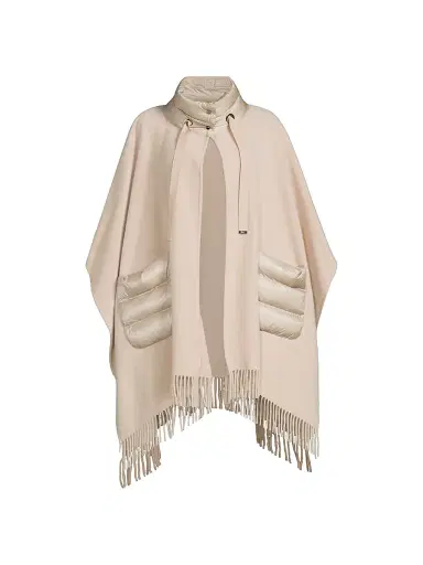 HERNO Women's Wool-Cashmere Open Poncho - Champagne | Thumbnail 1 HERNO Women's Wool-Cashmere Open Poncho - Champagne | Thumbnail 1