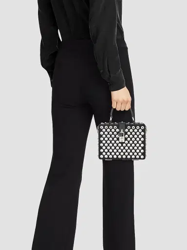 Dolce & Gabbana Women's Strass-Embellished Leather Box Bag | Thumbnail 3