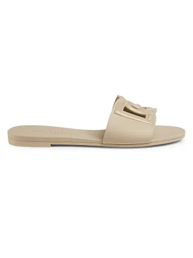 Dolce & Gabbana Women's Interlock Logo Rubber Slides - Beige - Size 10 Sandals | Thumbnail 1 Dolce & Gabbana Women's Interlock Logo Rubber Slides - Beige - Size 10 Sandals | Thumbnail 1