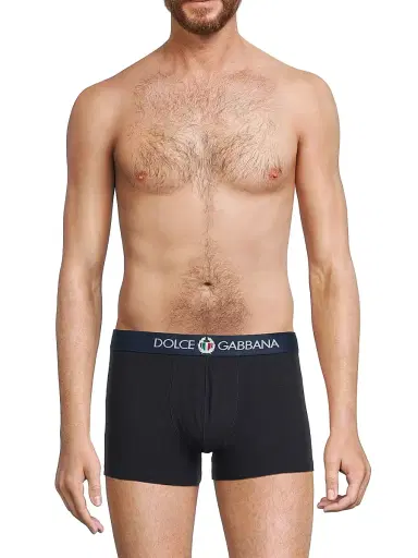 Dolce & Gabbana Men's Logo Cotton Boxer Briefs - Blue Navy - Size XL | Thumbnail 3