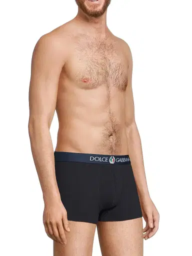 Dolce & Gabbana Men's Logo Cotton Boxer Briefs - Blue Navy - Size XL | Thumbnail 4