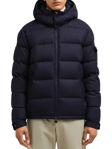 Moncler Men's Montgenevre Wool Flannel Padded Hooded Jacket - Navy Blue - Size XXXXL | Thumbnail 2