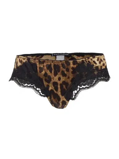 Dolce & Gabbana Women's Lace & Silk-Blend Briefs - Leopard - Size Small | Thumbnail 1 Dolce & Gabbana Women's Lace & Silk-Blend Briefs - Leopard - Size Small | Thumbnail 1