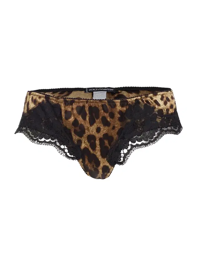 Women's Lace & Silk-Blend Briefs - Leopard