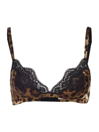 Dolce & Gabbana Women's Leopard Silk-Blend Triangle Bra - Leopard - Size Large | Thumbnail 1