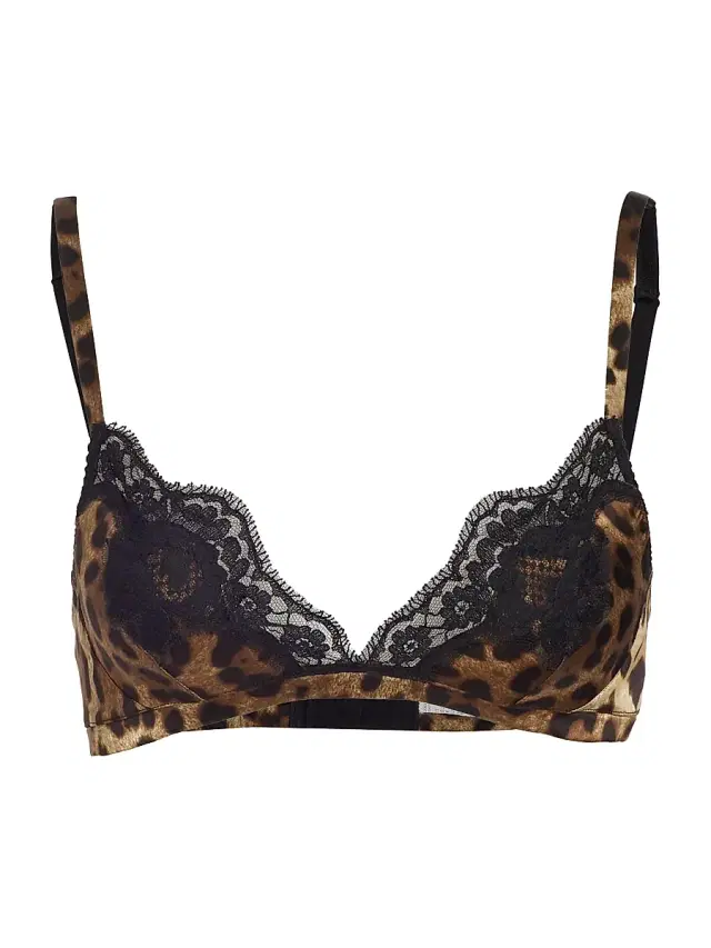 Women's Leopard Silk-Blend Triangle Bra - Leopard Women's Leopard Silk-Blend Triangle Bra - Leopard