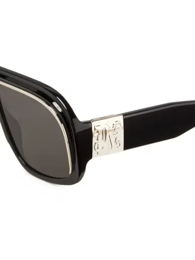 Palm Angels Men's Reedley 63MM Modified Aviator Sunglasses - Black Dark Grey | Thumbnail 2