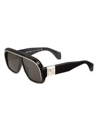Palm Angels Men's Reedley 63MM Modified Aviator Sunglasses - Black Dark Grey | Thumbnail 4