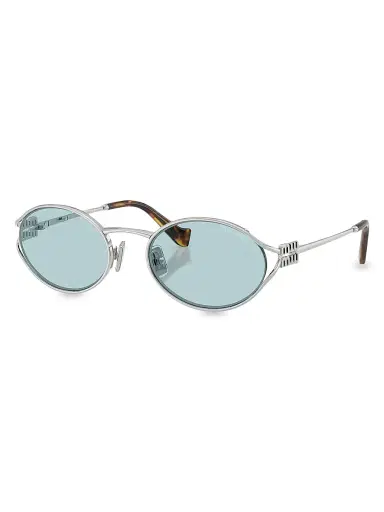 Miu Miu Women's 54MM Metal Round Sunglasses - Silver Blue | Thumbnail 2