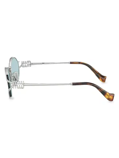 Miu Miu Women's 54MM Metal Round Sunglasses - Silver Blue | Thumbnail 3