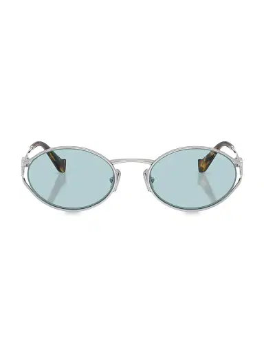 Miu Miu Women's 54MM Metal Round Sunglasses - Silver Blue | Thumbnail 1