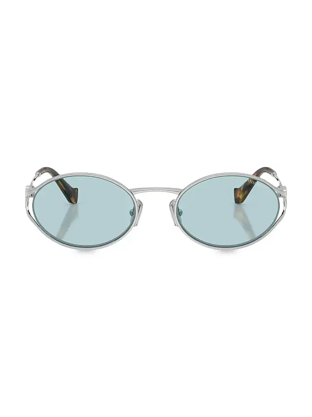 Miu Miu Women's 54MM Metal Round Sunglasses - Silver Blue