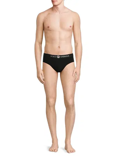 Dolce & Gabbana Men's Logo Cotton-Blend Briefs - Nero - Size XL | Thumbnail 2 Dolce & Gabbana Men's Logo Cotton-Blend Briefs - Nero - Size XL | Thumbnail 2