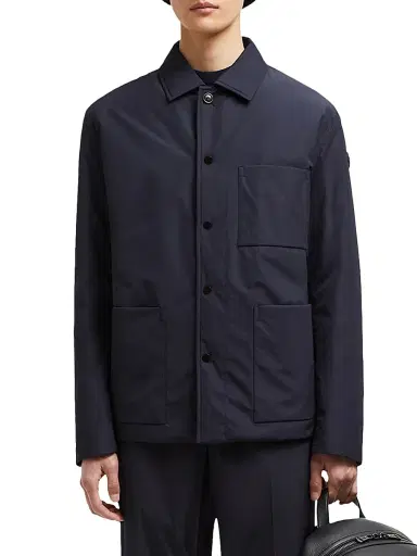Moncler Men's Cougourde Button Up Nylon Shacket - Blue | Thumbnail 2 Moncler Men's Cougourde Button Up Nylon Shacket - Blue | Thumbnail 2