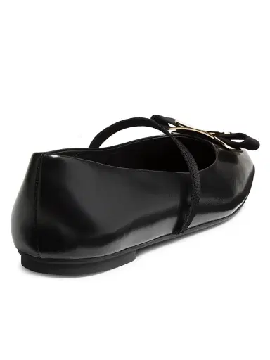 Ferragamo Women's Zina Leather Ballet Flats - Nero - Size 11 | Thumbnail 3