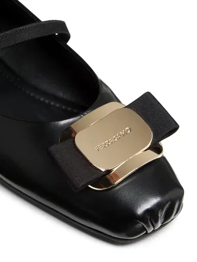 Ferragamo Women's Zina Leather Ballet Flats - Nero - Size 11 | Thumbnail 5