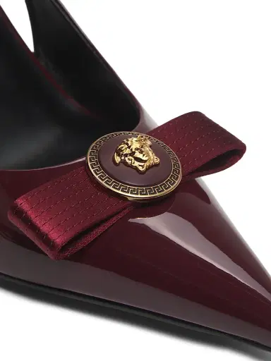Versace Women's Gianni Ribbon 85MM Slingback Pumps - Dark Burgundy Gold | Thumbnail 5 Versace Women's Gianni Ribbon 85MM Slingback Pumps - Dark Burgundy Gold | Thumbnail 5
