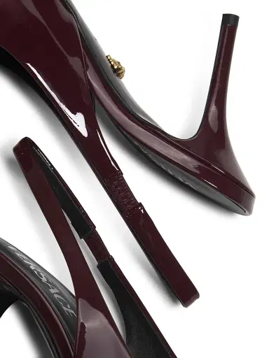 Versace Women's Gianni Ribbon 85MM Slingback Pumps - Dark Burgundy Gold | Thumbnail 6 Versace Women's Gianni Ribbon 85MM Slingback Pumps - Dark Burgundy Gold | Thumbnail 6