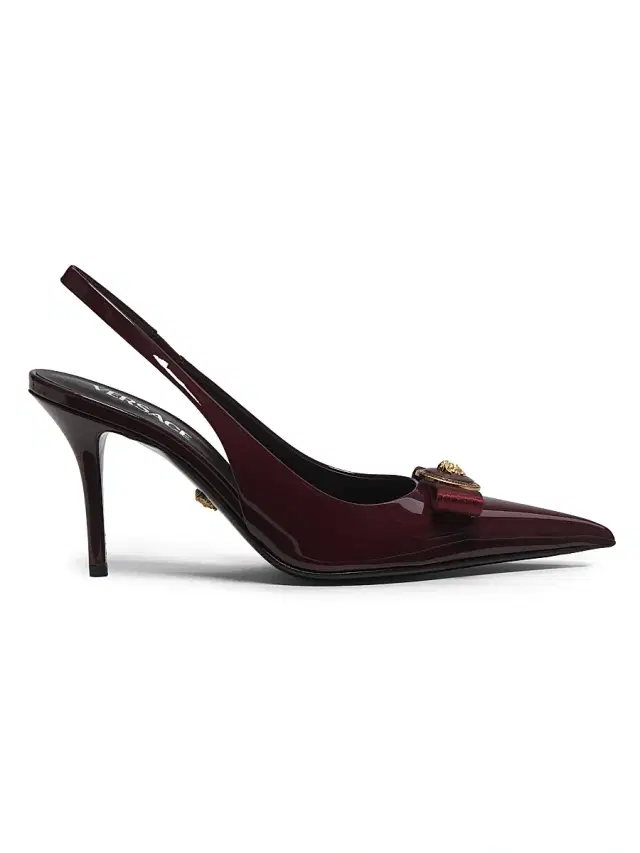 Women's Gianni Ribbon 85MM Slingback Pumps - Dark Burgundy Gold
