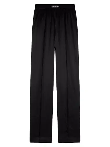 Tom Ford Women's Silk-Blend Logo Pants - Black - Size XL | Thumbnail 1