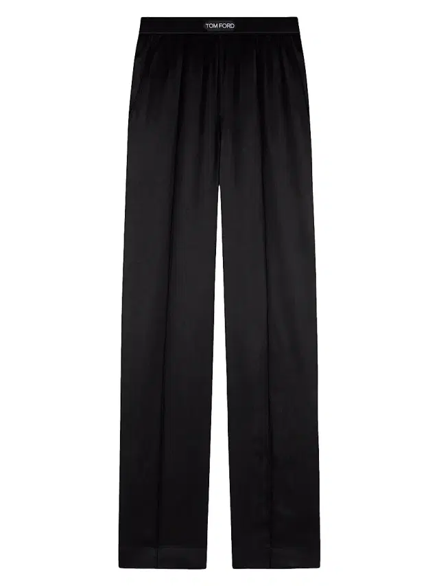 TOM FORD Women's Silk-Blend Logo Pants - Black