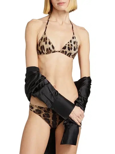 Dolce & Gabbana Women's Leopard Triangle Bikini Top | Thumbnail 3 Dolce & Gabbana Women's Leopard Triangle Bikini Top | Thumbnail 3