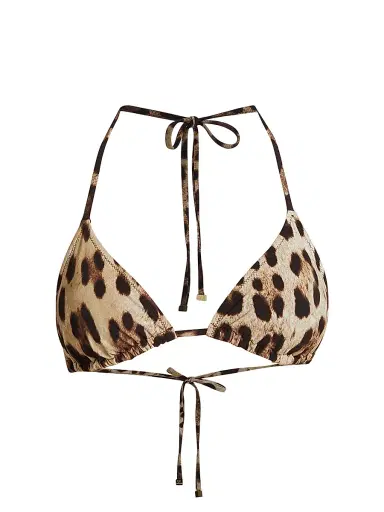 Dolce & Gabbana Women's Leopard Triangle Bikini Top | Thumbnail 1 Dolce & Gabbana Women's Leopard Triangle Bikini Top | Thumbnail 1