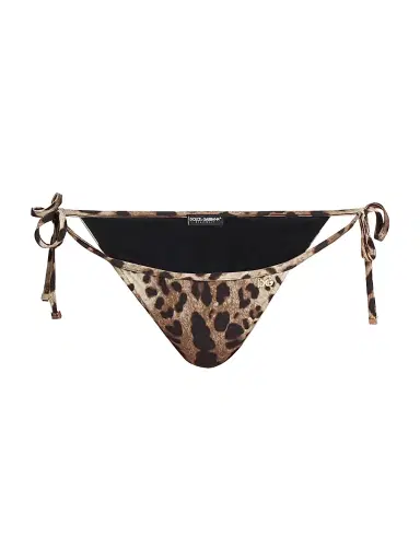 Dolce & Gabbana Women's Leopard Side-Tie Bikini Bottom | Thumbnail 1