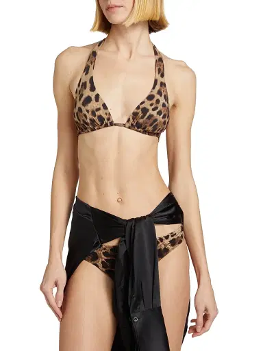 Dolce & Gabbana Women's Leopard Halter Bikini Top - Leo New - Size XL | Thumbnail 3