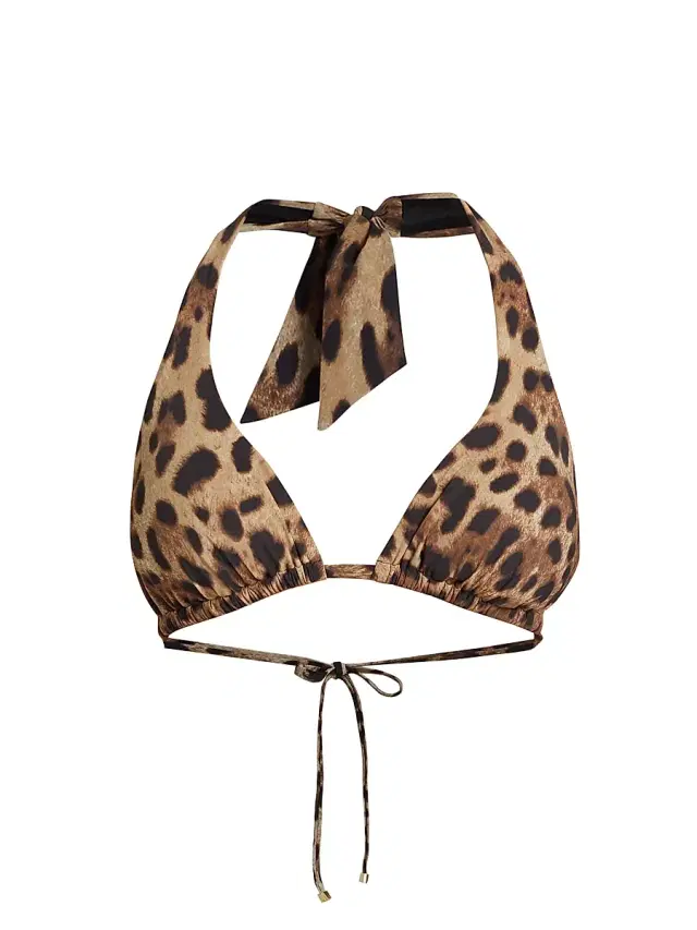 Women's Leopard Halter Bikini Top - Leo New