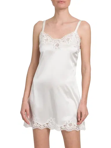 Dolce & Gabbana Women's Lace-Trimmed Silk Satin Nightgown - Bianco Naturale - Size XL | Thumbnail 3 Dolce & Gabbana Women's Lace-Trimmed Silk Satin Nightgown - Bianco Naturale - Size XL | Thumbnail 3