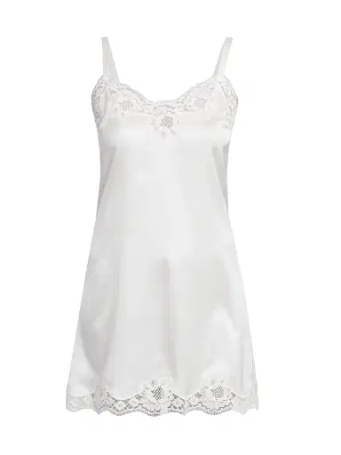 Dolce & Gabbana Women's Lace-Trimmed Silk Satin Nightgown - Bianco Naturale - Size XL | Thumbnail 1 Dolce & Gabbana Women's Lace-Trimmed Silk Satin Nightgown - Bianco Naturale - Size XL | Thumbnail 1