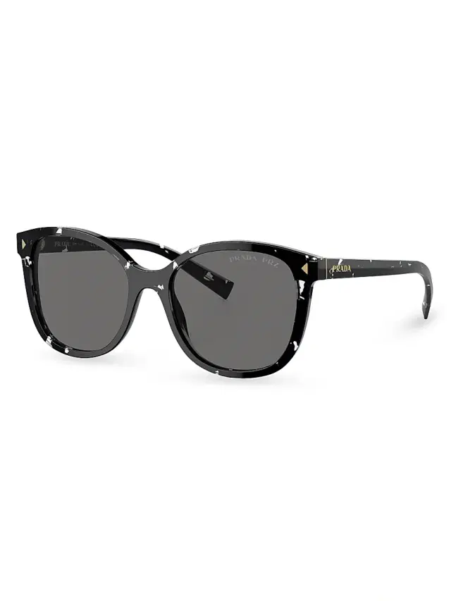 Prada Women's 53MM Square Sunglasses - Black White Dark Grey