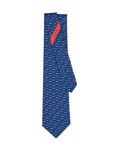 FERRAGAMO Men's Gator Silk Tie - Navy | Thumbnail 2