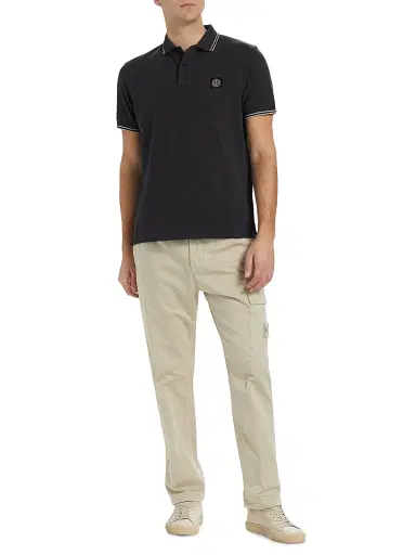 Stone Island Men's Cotton-Blend Patch Polo Shirt - Black | Thumbnail 2 Stone Island Men's Cotton-Blend Patch Polo Shirt - Black | Thumbnail 2