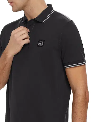 Stone Island Men's Cotton-Blend Patch Polo Shirt - Black | Thumbnail 6 Stone Island Men's Cotton-Blend Patch Polo Shirt - Black | Thumbnail 6