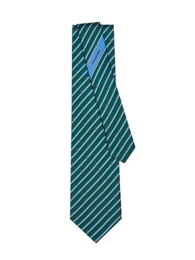 FERRAGAMO Men's Paint Roller Striped Silk Tie - Bordeaux | Thumbnail 3