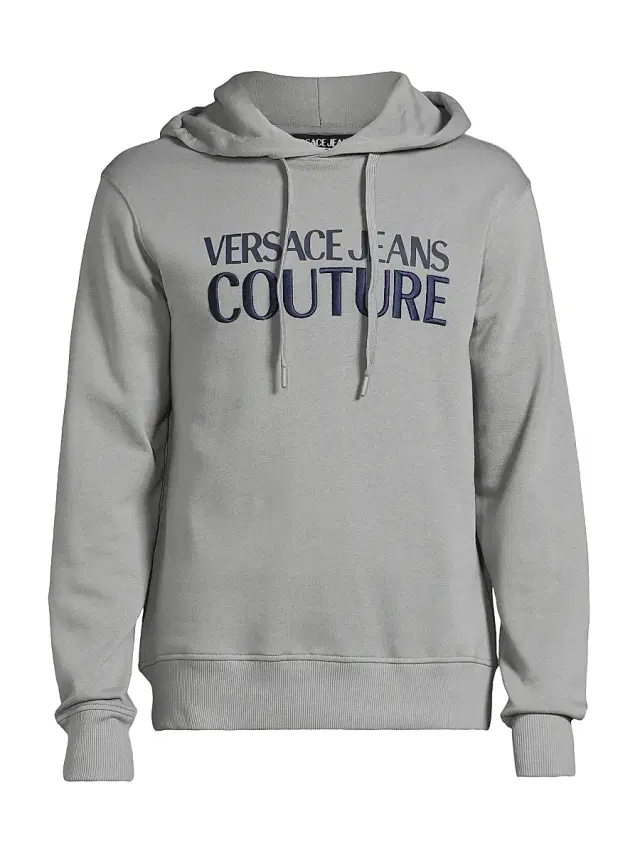 Men's Logo Cotton Hoodie - Ice Grey