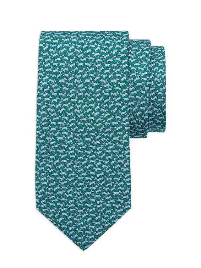 Men's Dog Silk Tie - Green