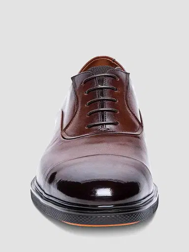 Santoni Men's Leather Cap-Toe Derby Shoes - Dark Brown - Size 13 | Thumbnail 3